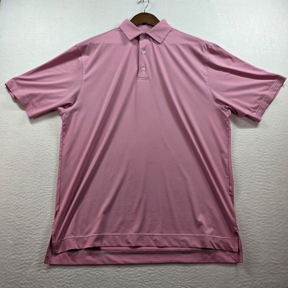 FootJoy Mens ProDry Golf Polo Shirt Pink White Micro Stripe Stretch Large L